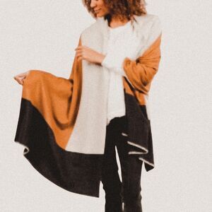 Zestt Organics Dreamsoft Colorblock Travel Scarf Eco Organic Cotton camel